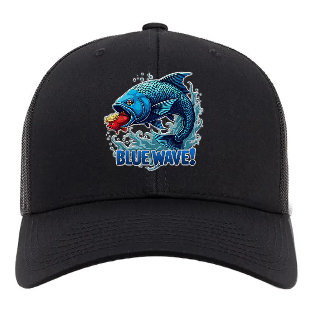 Blue Wave Big Fish Eats Little Fish Hat Anti Trump Hat Gifts For Harris Voters
