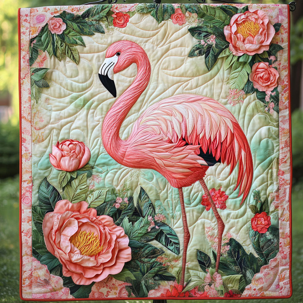 Blush Bloom Quilted Blanket Xmas Holiday Flamingo Gifts For Men Women