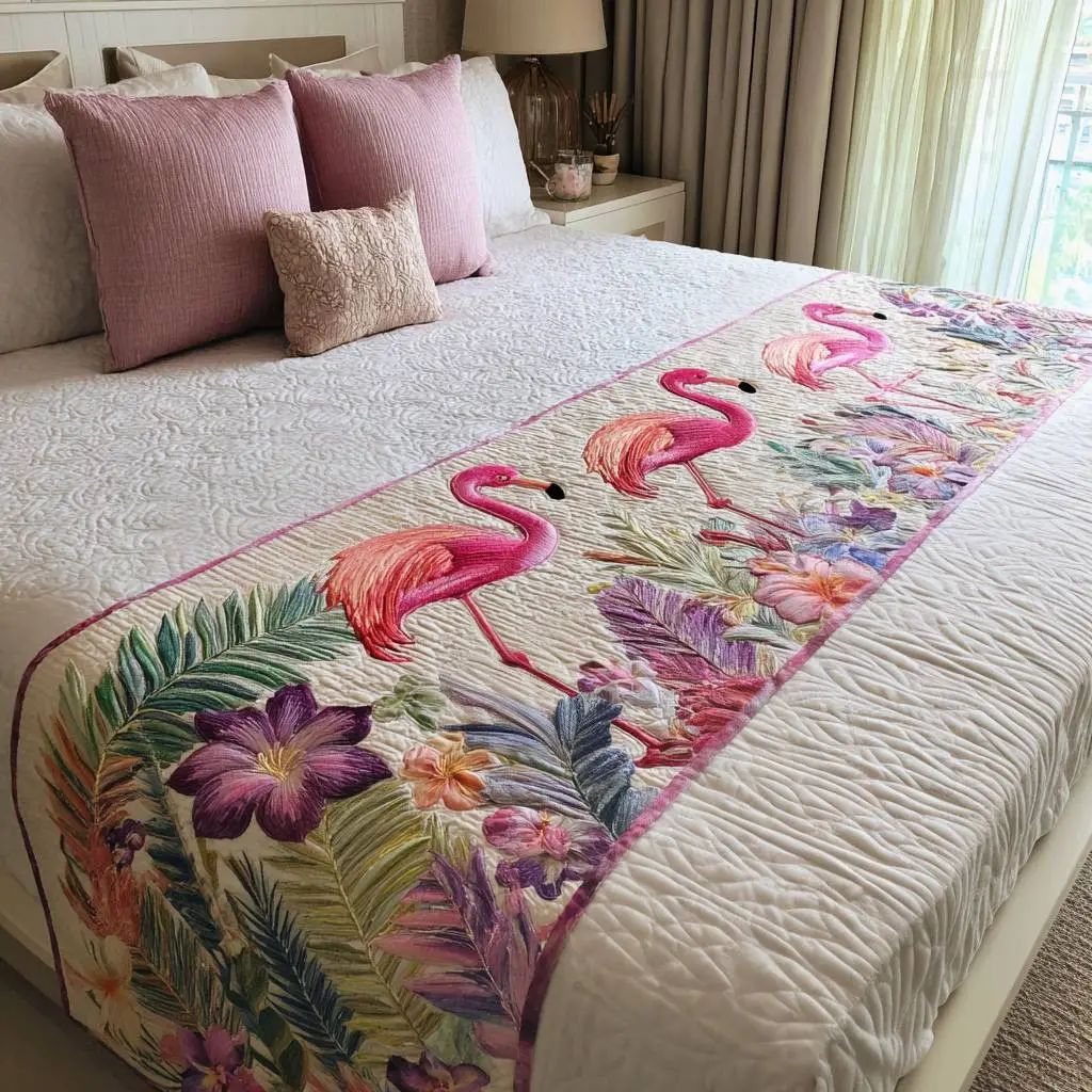 Blush Oasis Quilted Bed Runner Blush Oasis Tones Beautiful Bedroom Gift