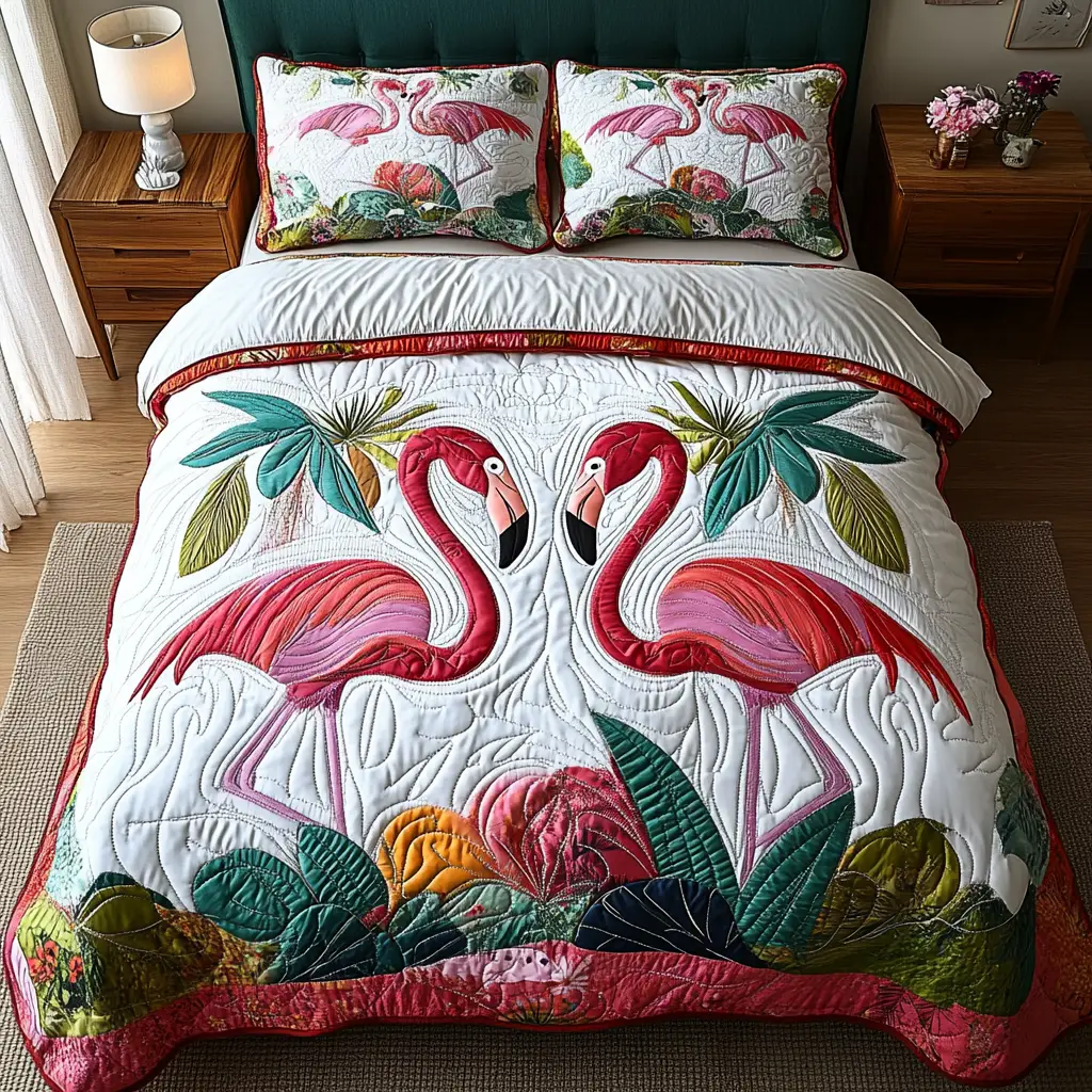 Blush Wings Quilted Bedding Set Soft Bedding Set That Makes a Great Christmas Gift Blush Wings Quilted Bedding Set Soft Bedding Set That Makes a Great Christmas Gift - Image 1