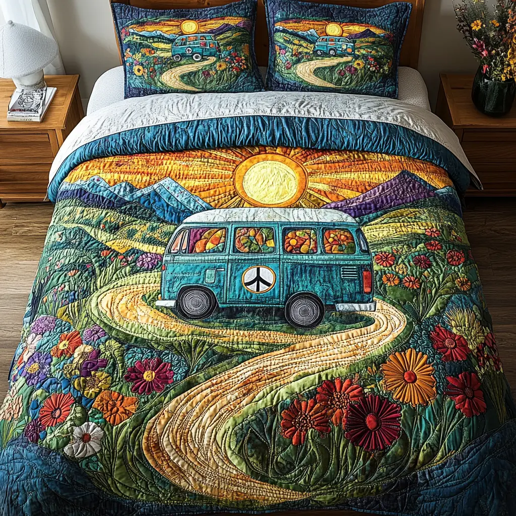 Boho Bliss Quilted Bedding Set Bed Decorations Gifts For Hippie Girlfriend