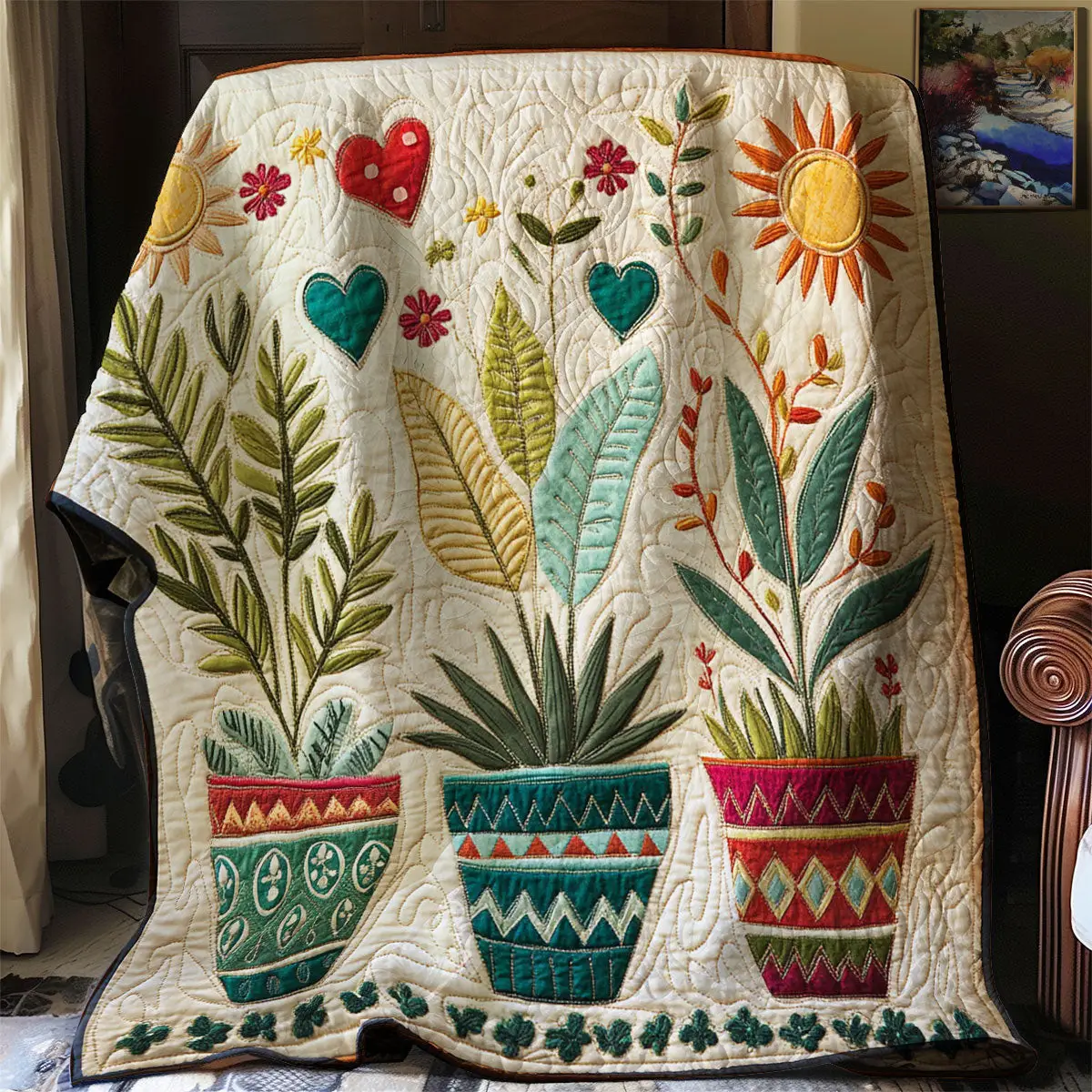 Boho Plant Easter Quilt Blanket For Couch 1St Mothers Day Gifts