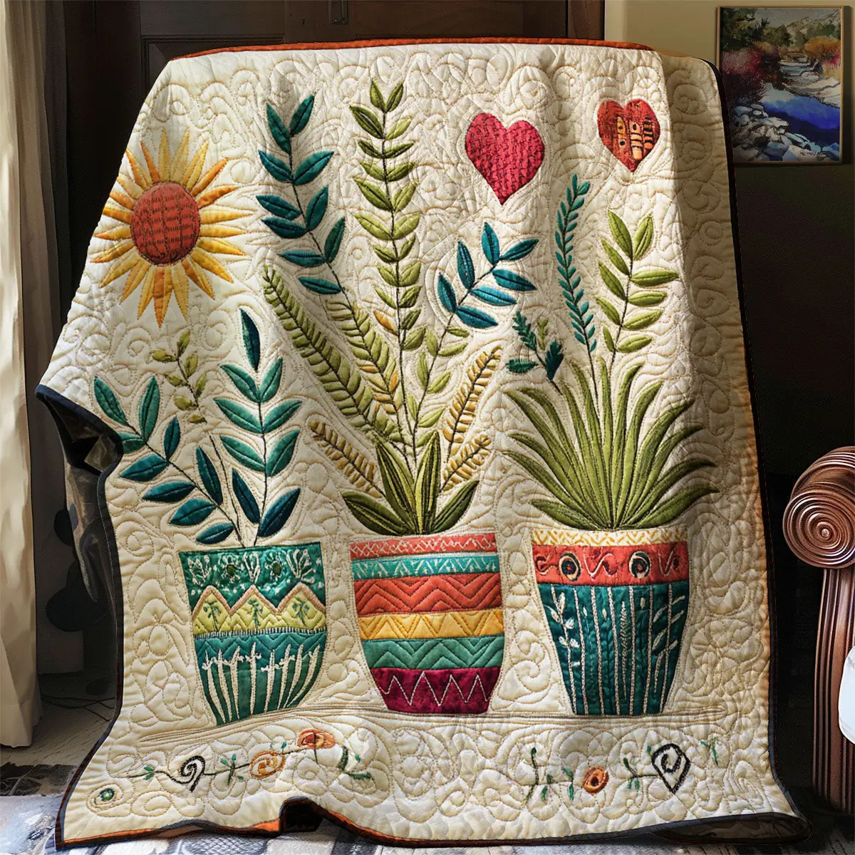Boho Plant Quilt Best Throw Blanket Gifts For Father's Day From Daughter