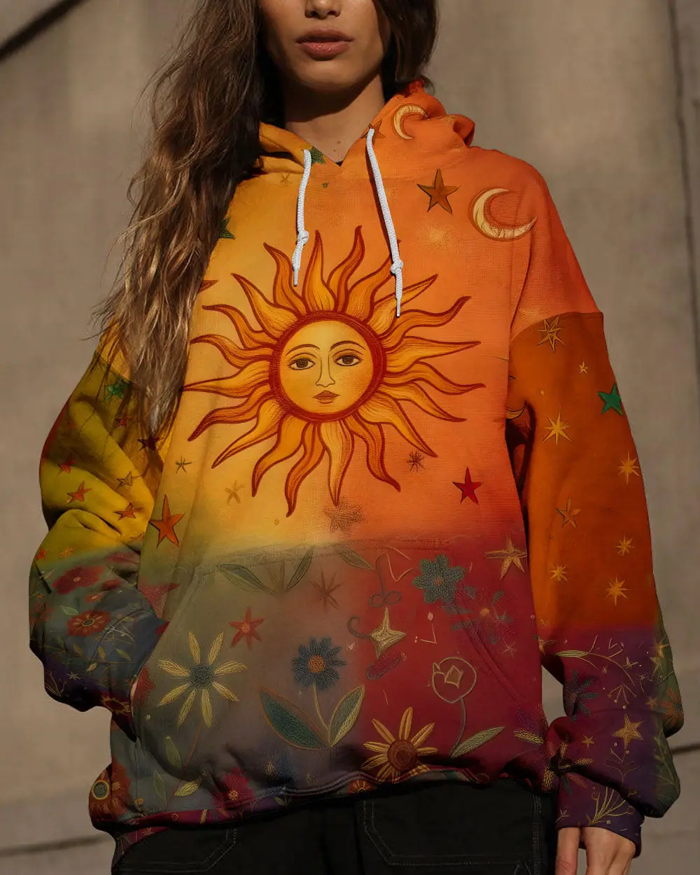 Boho Sun And Moon Garden Hoodie Unique Patterns Gifts For Best Friends