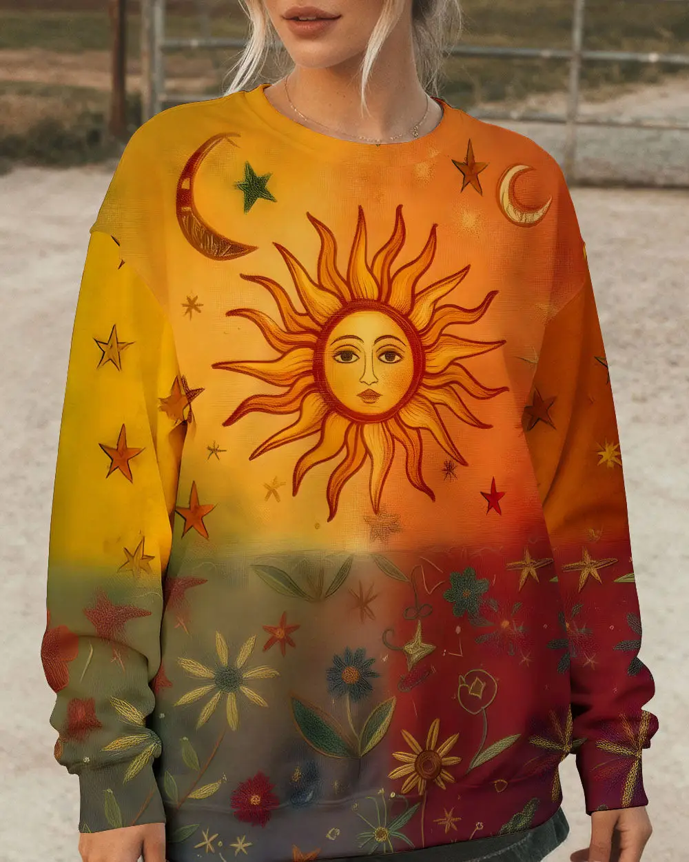 Boho Sun And Moon Garden Sweatshirt Clothing Special Gift For Sisters
