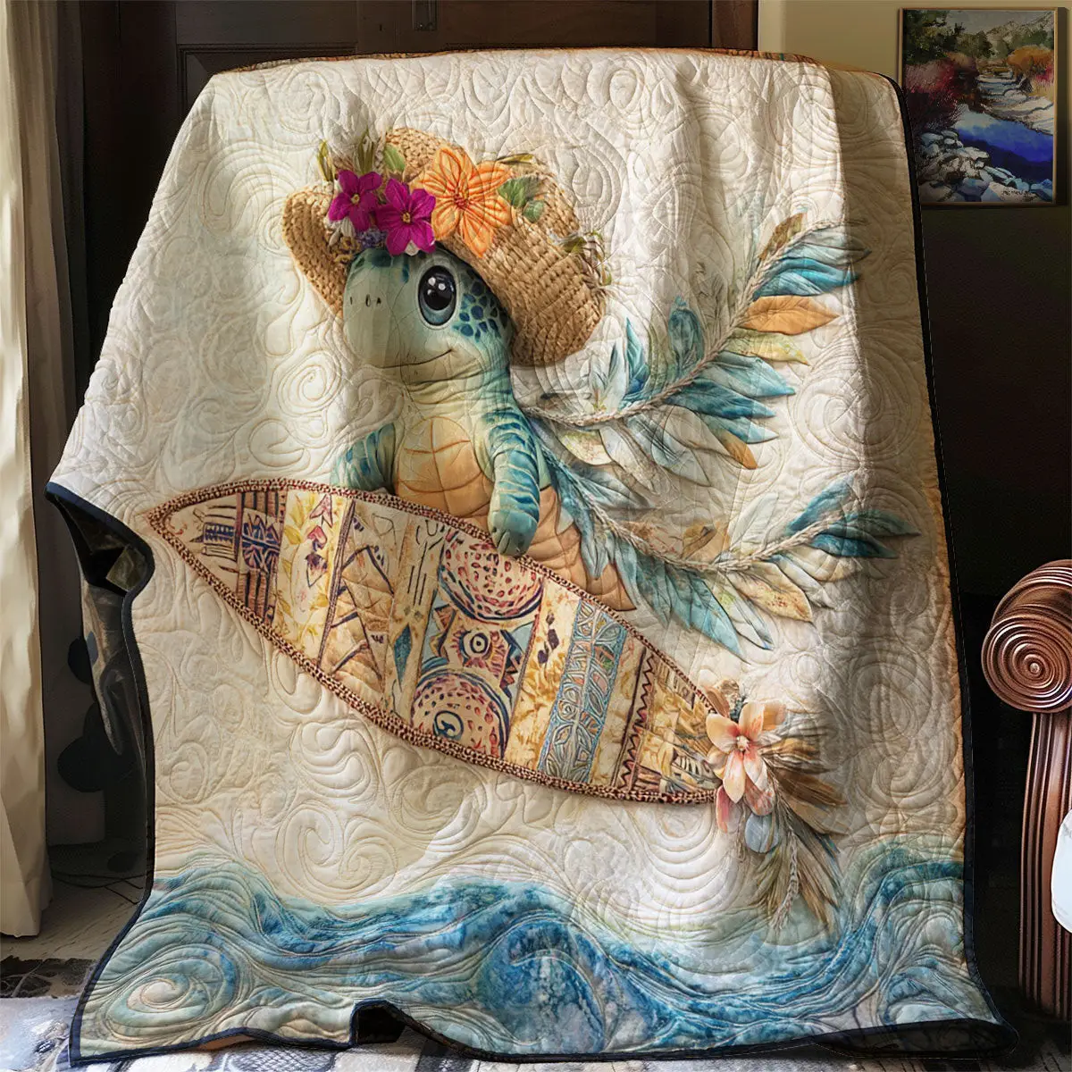 Boho Turtle Quilt Luxury Throw Blankets Mother's Day Gifts For Daughter Boho Turtle Quilt Luxury Throw Blankets Mother's Day Gifts For Daughter - Image 1