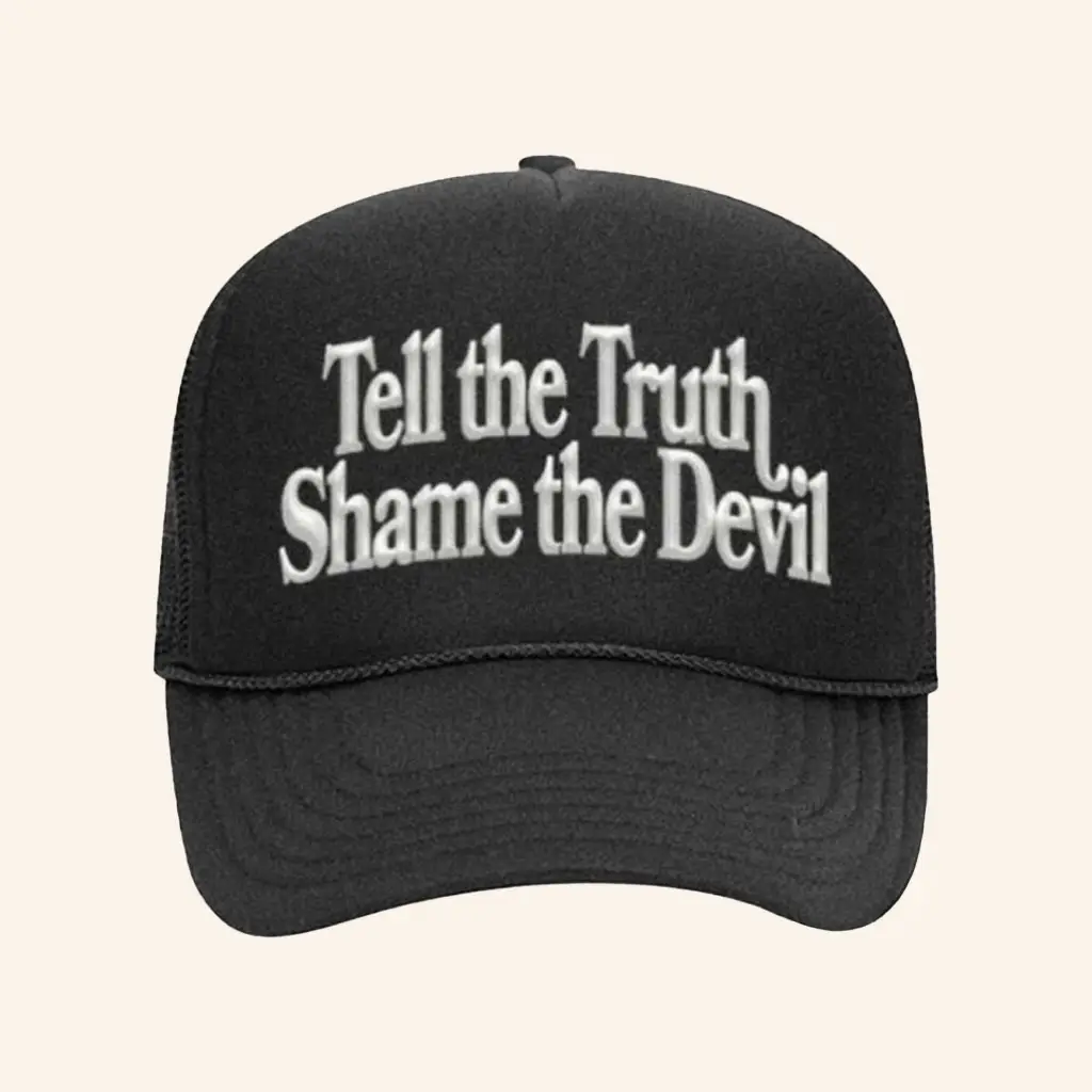 Bold Apparel Merch Tell The Truth Trucker Hat Black Christmas Presents For Him -WearandDecor Bold Apparel Merch Tell The Truth Trucker Hat Black Christmas Presents For Him -WearandDecor - Image 1