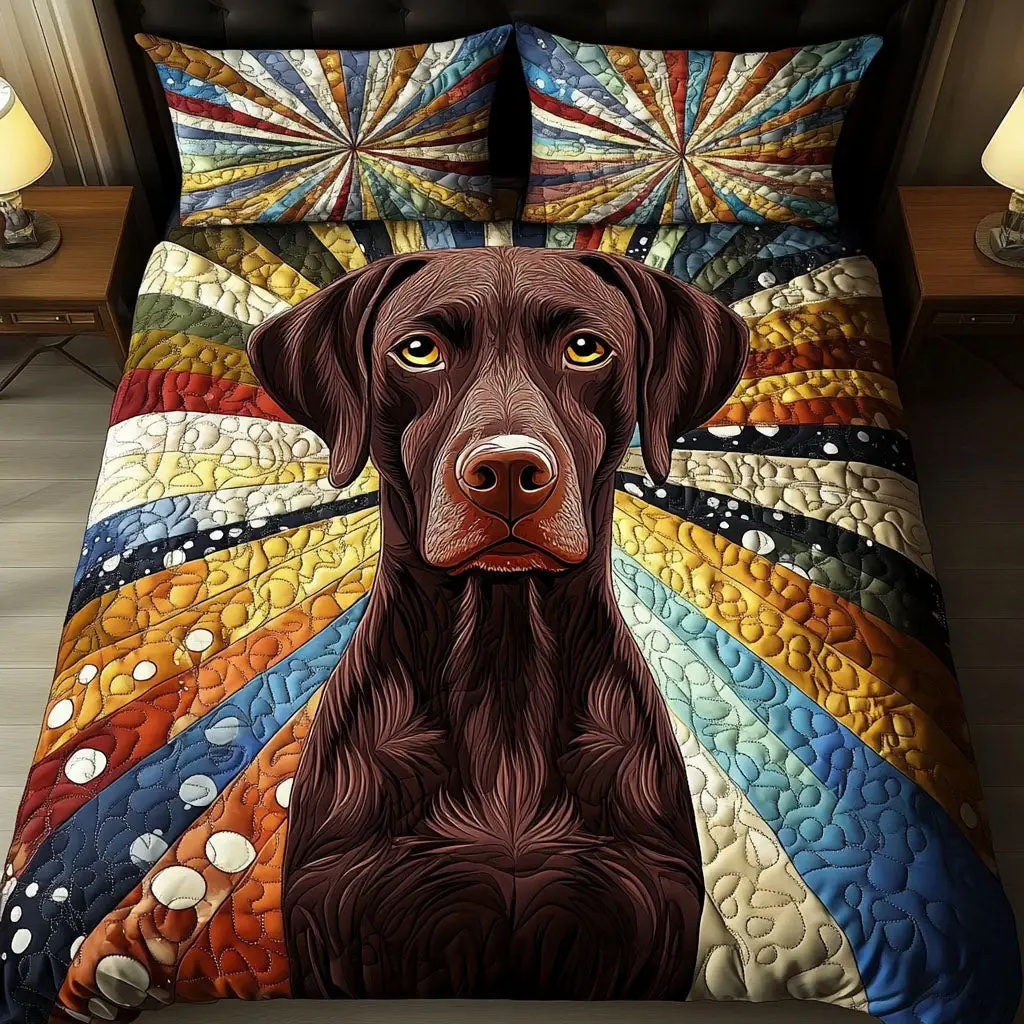 Bold GSP Portrait Quilted Bedding Set Bedroom Decor Best Gifts For Dog Lovers
