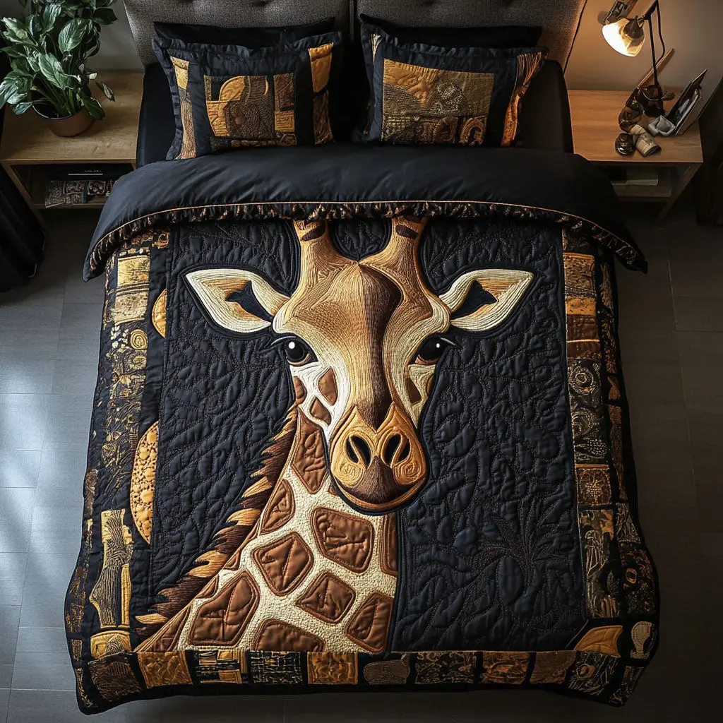 Bold Tribal Giraffe Quilted Bedding Set Luxury Bed Sheet Gift Set for Ultimate Comfort