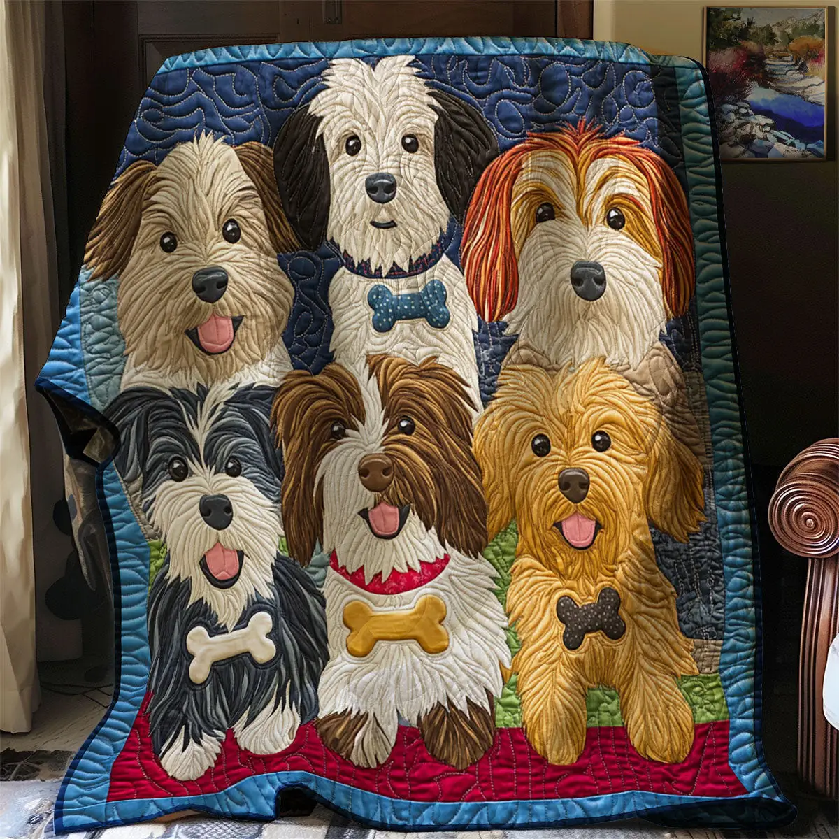 Bone Puppy Squad Quilt Luxury Throw Blankets Mother's Day Gifts For Daughter