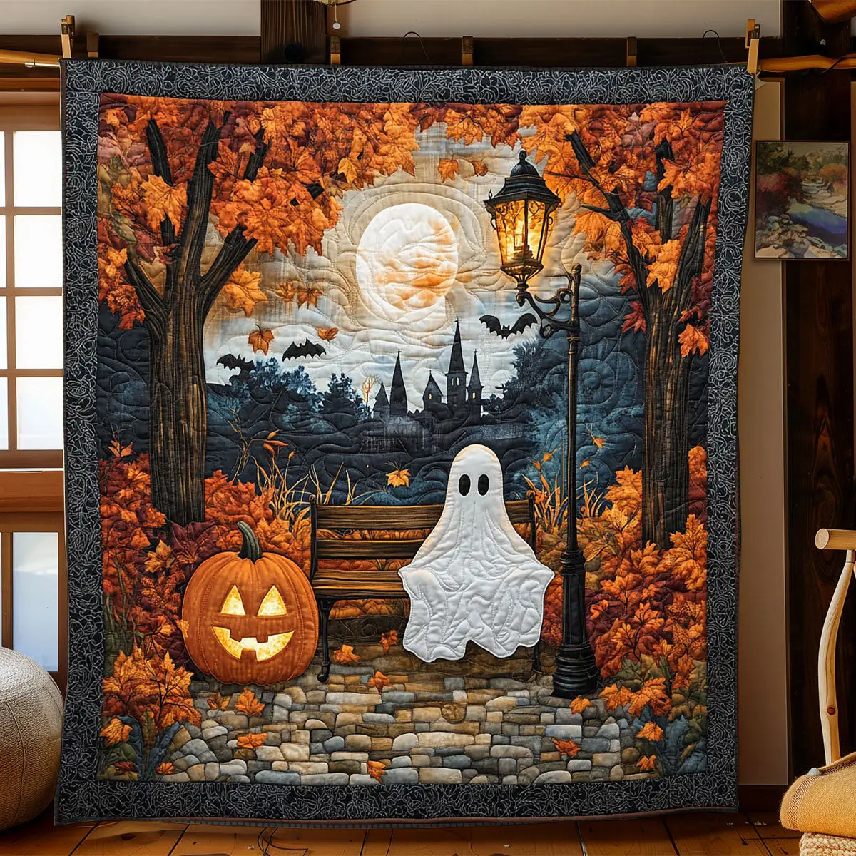 Boo On The Bench Quilt Perfect Quilt Blanket Gift for Family and Friends Boo On The Bench Quilt Perfect Quilt Blanket Gift for Family and Friends - Image 1