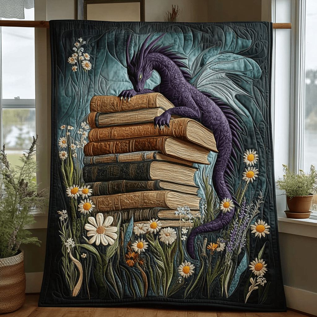 Book Guardian Quilted Blanket Best Couch Throw Blanket Dragon Themed Gifts