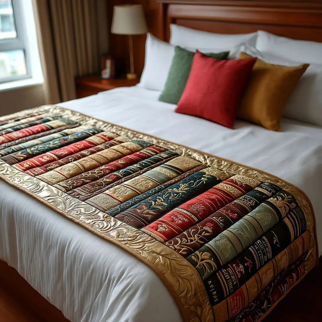 Bookish Serenity Quilted Bed Runner Bookish Serenity Relaxing Gift