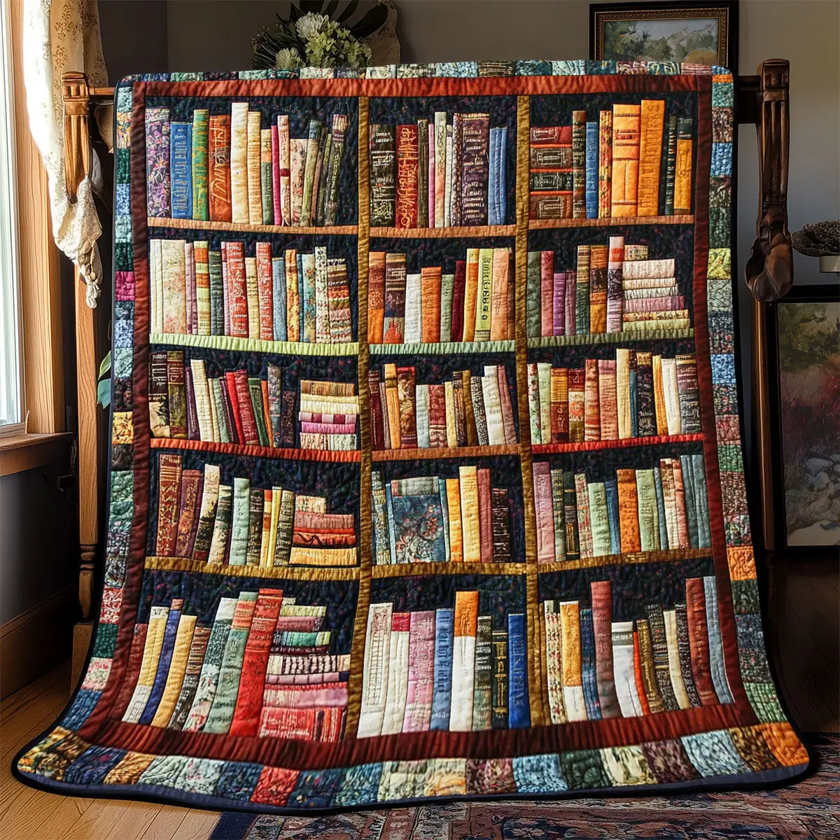 Bookshelf Quilt Blankets Throws And Blankets Cute Mothers Day Gifts