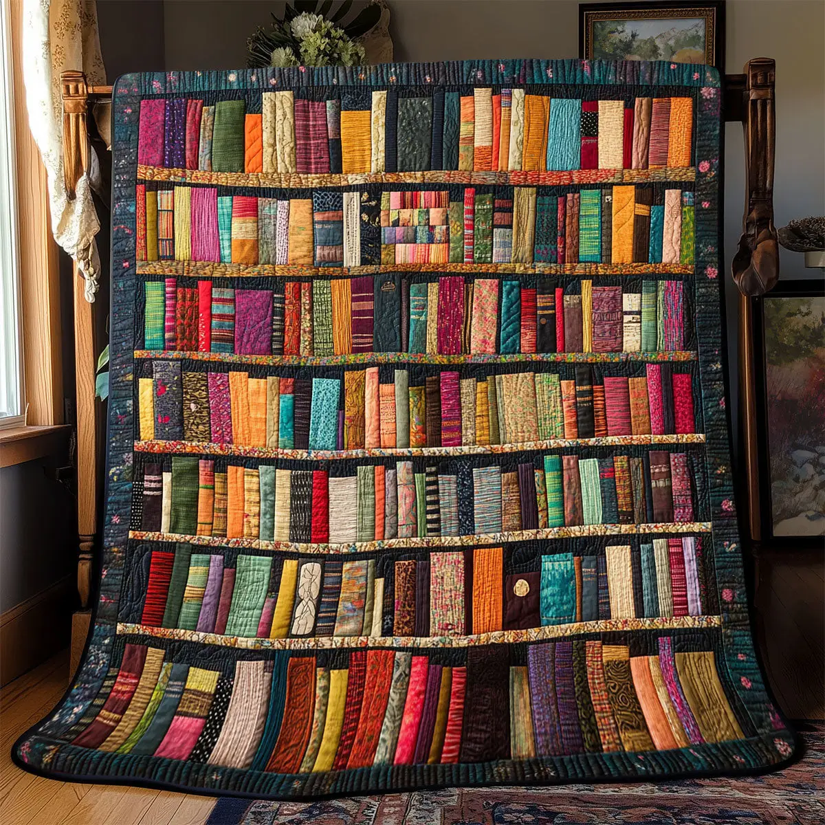 Bookshelf Quilt Blankets Throws And Blankets Father's Day Presents For Son
