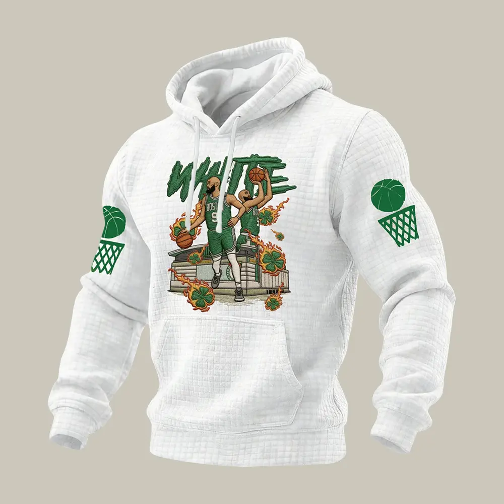 Boston Basketball Graphic Hoodie Basketball Hooded Sweatshirt Game Day Gift For Father