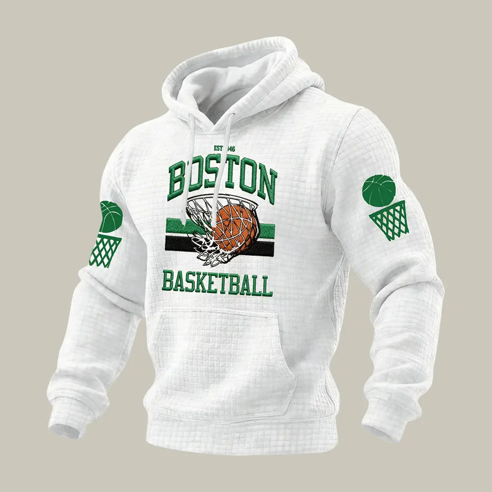Boston Basketball Logo Hoodie Basketball Hooded Sweatshirt Game Day Gear
