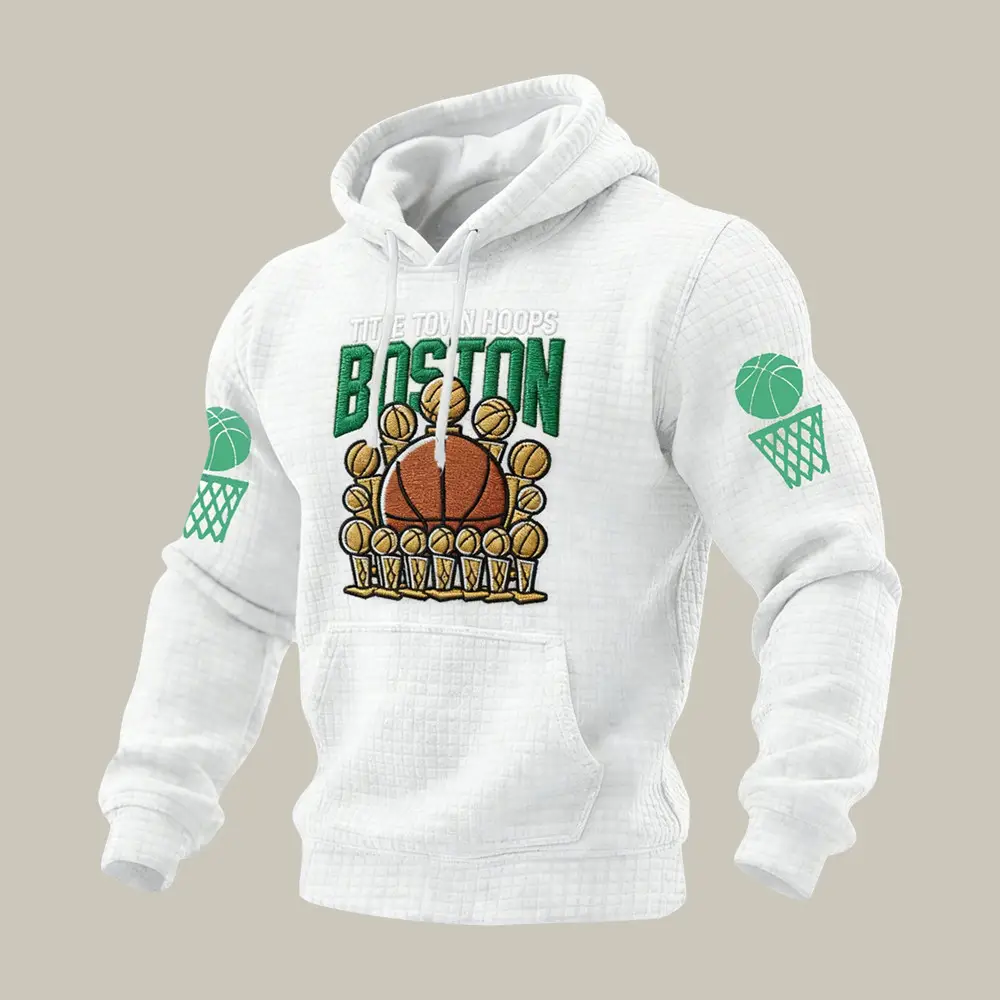 Boston Basketball Logo Hoodie Basketball Hooded Sweatshirt Game Day Gift For Dad Boston Basketball Logo Hoodie Basketball Hooded Sweatshirt Game Day Gift For Dad - Image 1