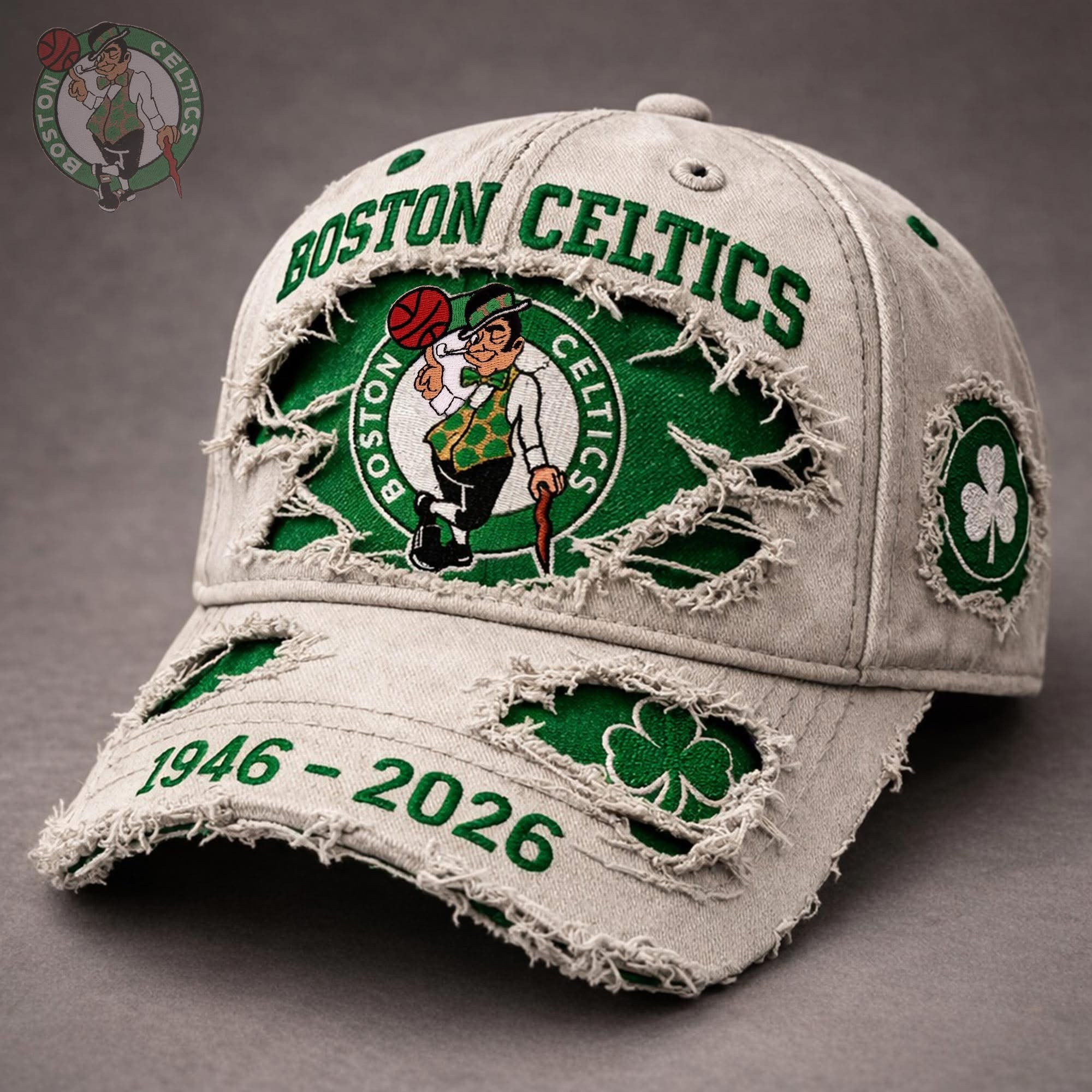 Boston Celtics 80th Anniversary Hat 1946-2026 NBA Merch Ball Cap Boston Celtics Fan Gift
