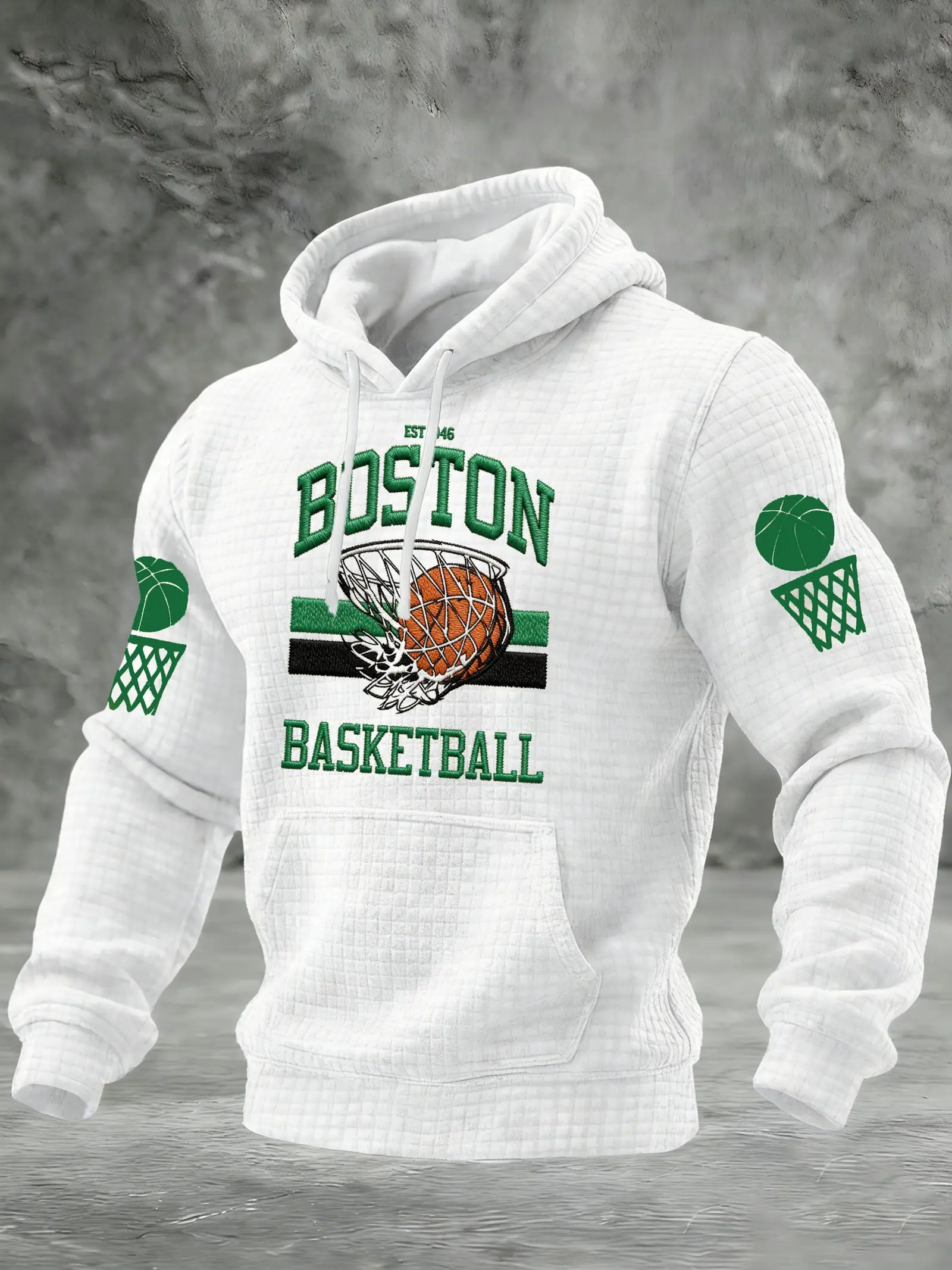 Boston Celtics Merch Boston Basketball Logo Hoodie Men's Boston Celtics Fan Clothing