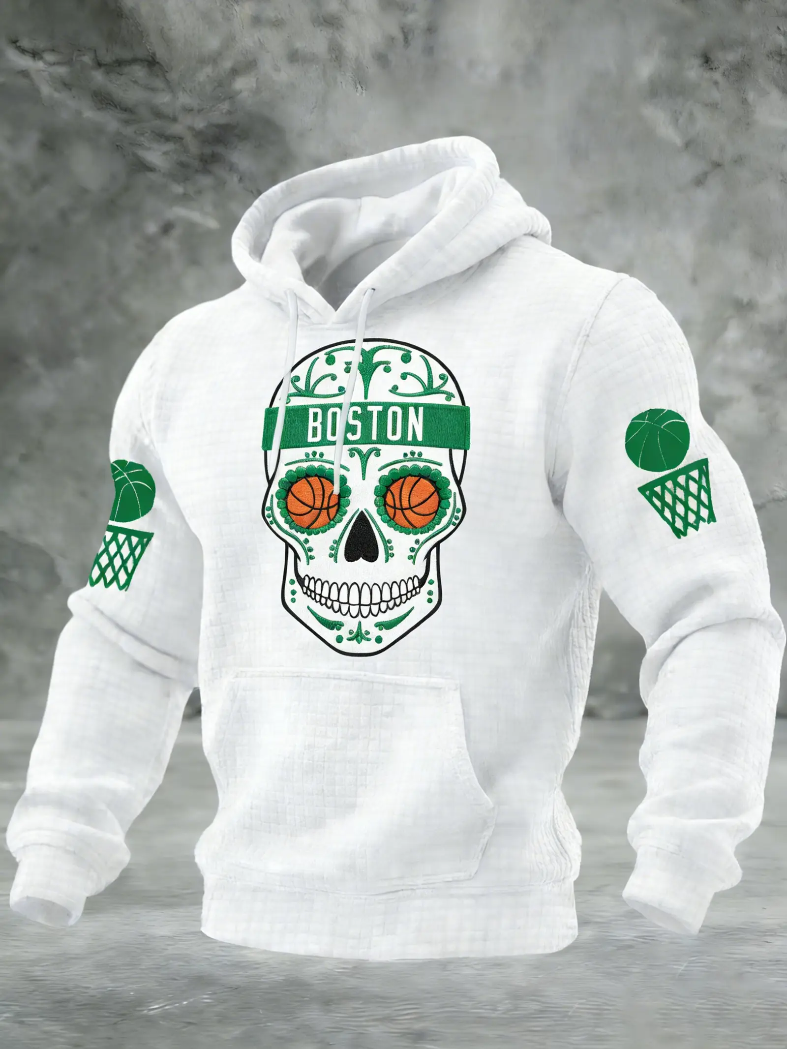 Boston Celtics Merch Sugar Skull Hoodie Mens Game Day Outfits Basketball Fan Gear