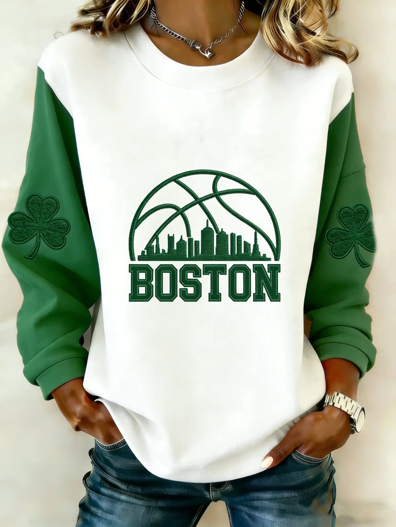 Boston Celtics Sweatshirt Women's Game Day Clothing Gifts For Celtics Basketball Lovers