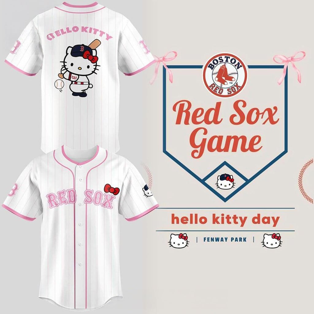 Boston Red Sox 2026 Hello Kitty Day Baseball Jersey Red Sox Merch Gifts For Sisters