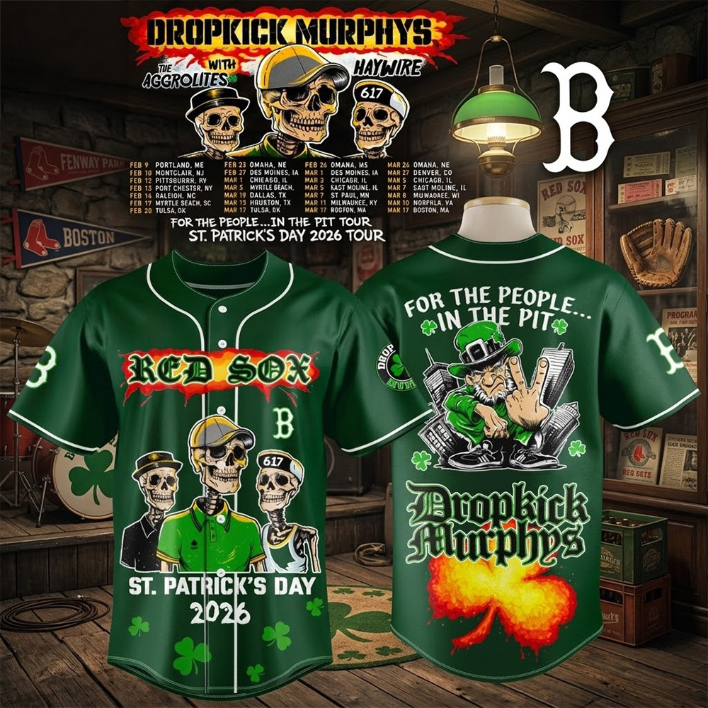 Boston Red Sox Dropkick Murphys St Patricks Day 2026 Tour Baseball Jersey St Patricks Day Merch