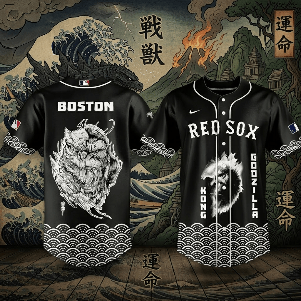 Boston Red Sox Godzilla And Kong Baseball Jersey 2026 Gifts For Baseball Fans