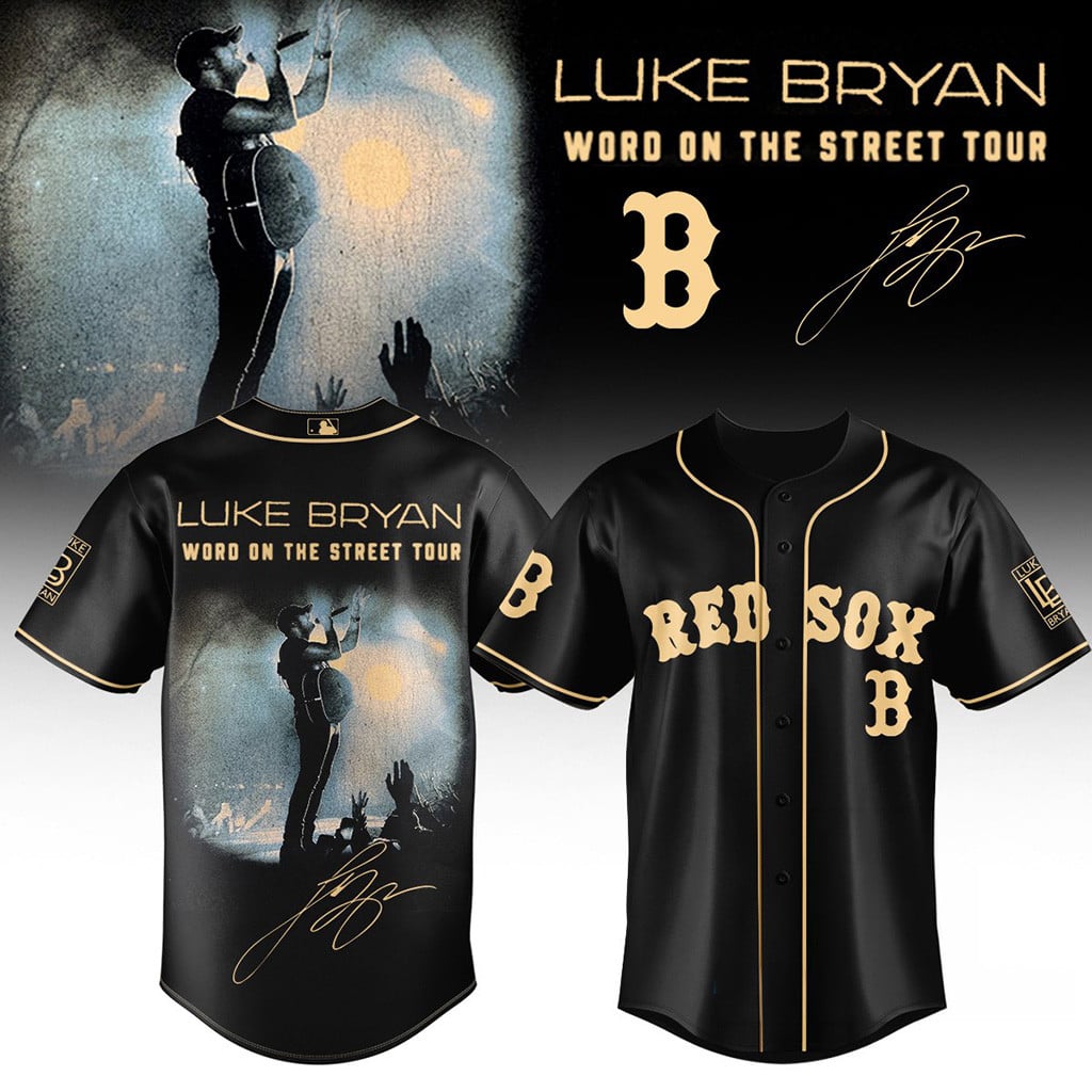 Boston Red Sox Luke Bryan Word On The Street Tour Signature 2026 Baseball Jersey Red Sox Merch