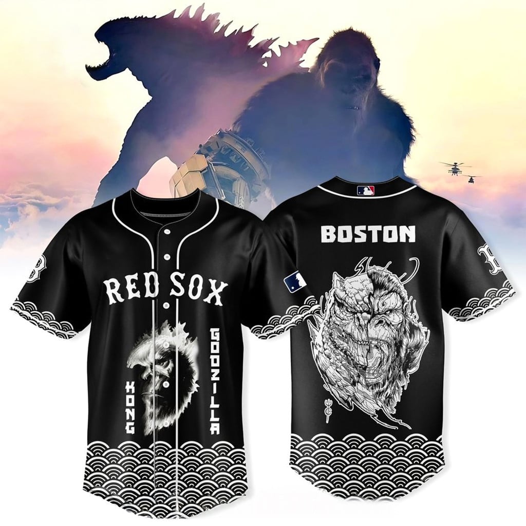 Boston Red Sox X Godzilla And Kong Jersey 2026 Red Sox Merch Baseball Player Gift Ideas