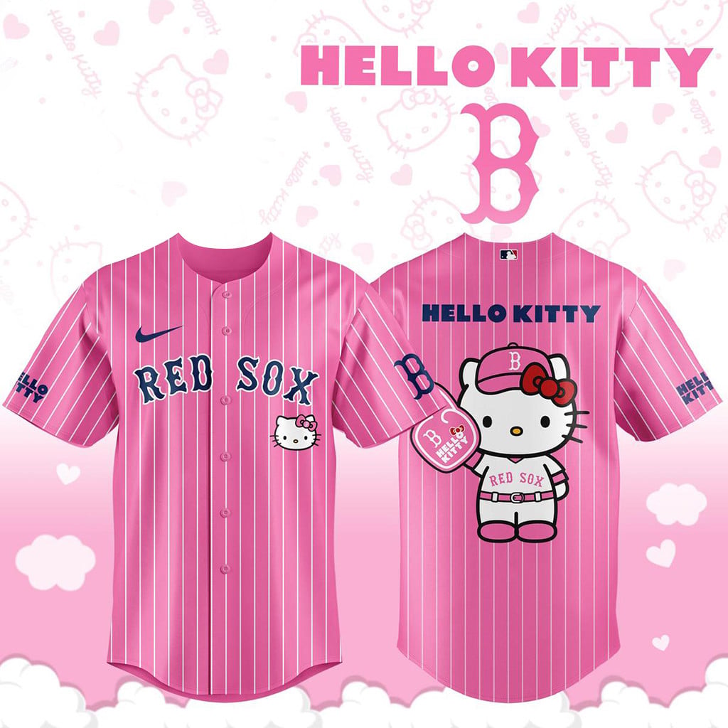 Boston Red Sox X Hello Kitty Pink Night 2026 Baseball Jersey Red Sox Merch Gifts For Sisters