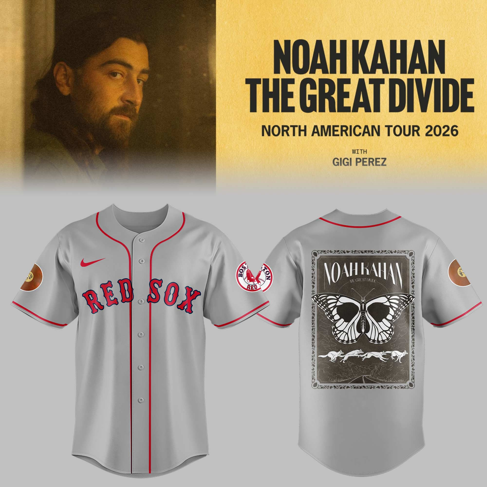 Boston Red Sox X Noah Kahan 2026 The Great Divide Tour Jersey Red Sox Merch Gifts For Fans