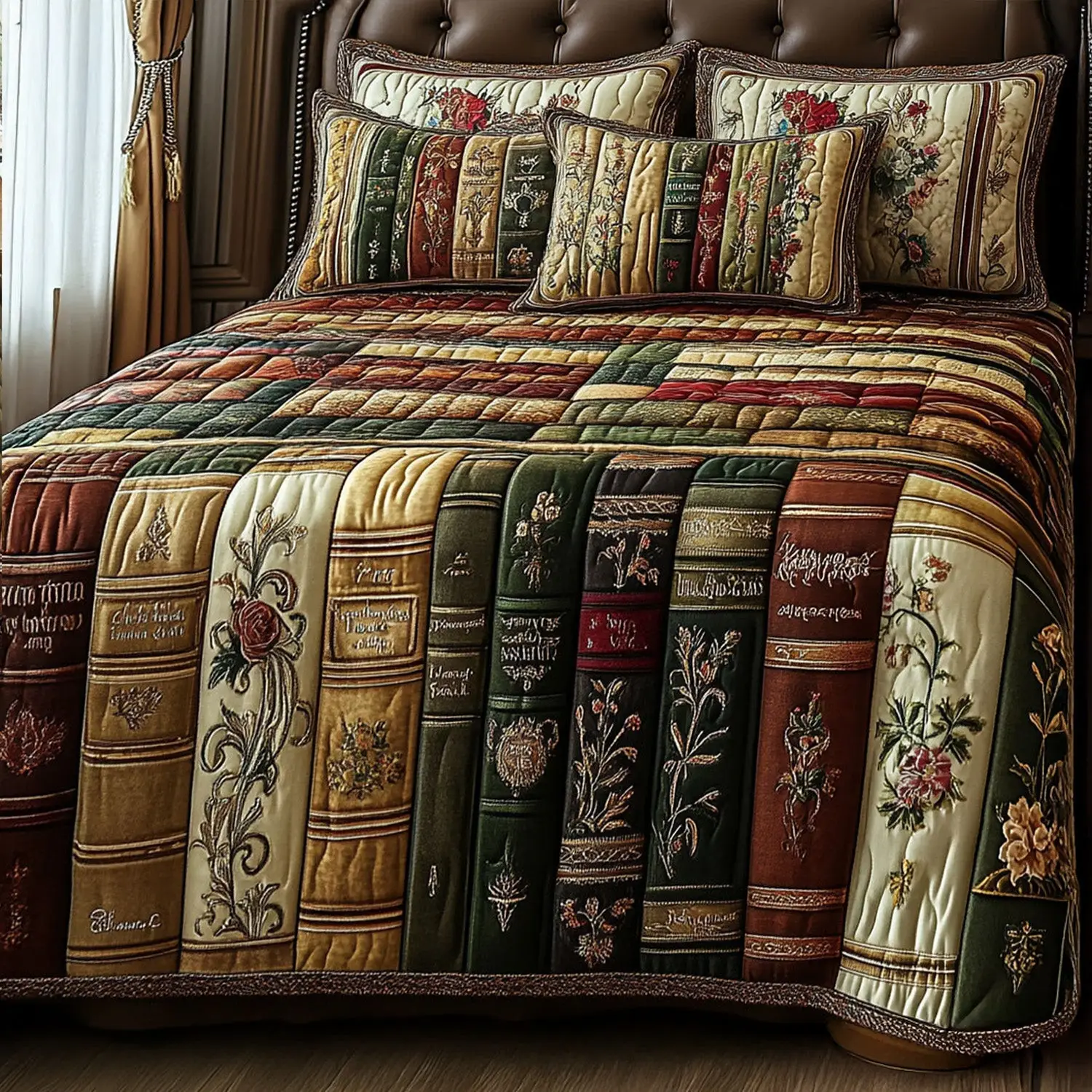 Bound in Beauty Quilted Bedding Set Bedroom Decor Best Book Lovers Gifts For Dad Bound in Beauty Quilted Bedding Set Bedroom Decor Best Book Lovers Gifts For Dad - Image 1