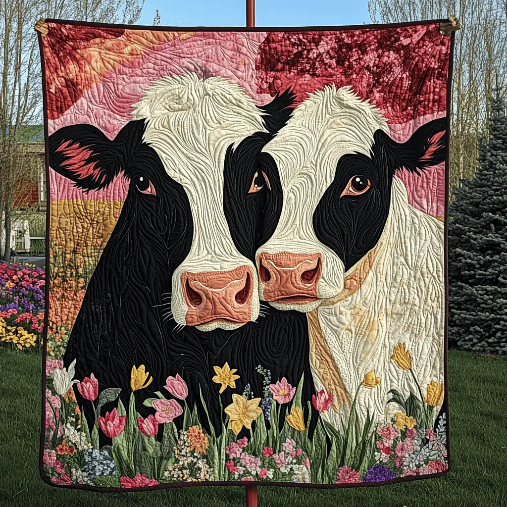 Bovine Bliss Quilted Blanket Bedding Ideas Valentines Gift Idea For Girlfriend Bovine Bliss Quilted Blanket Bedding Ideas Valentines Gift Idea For Girlfriend - Image 1