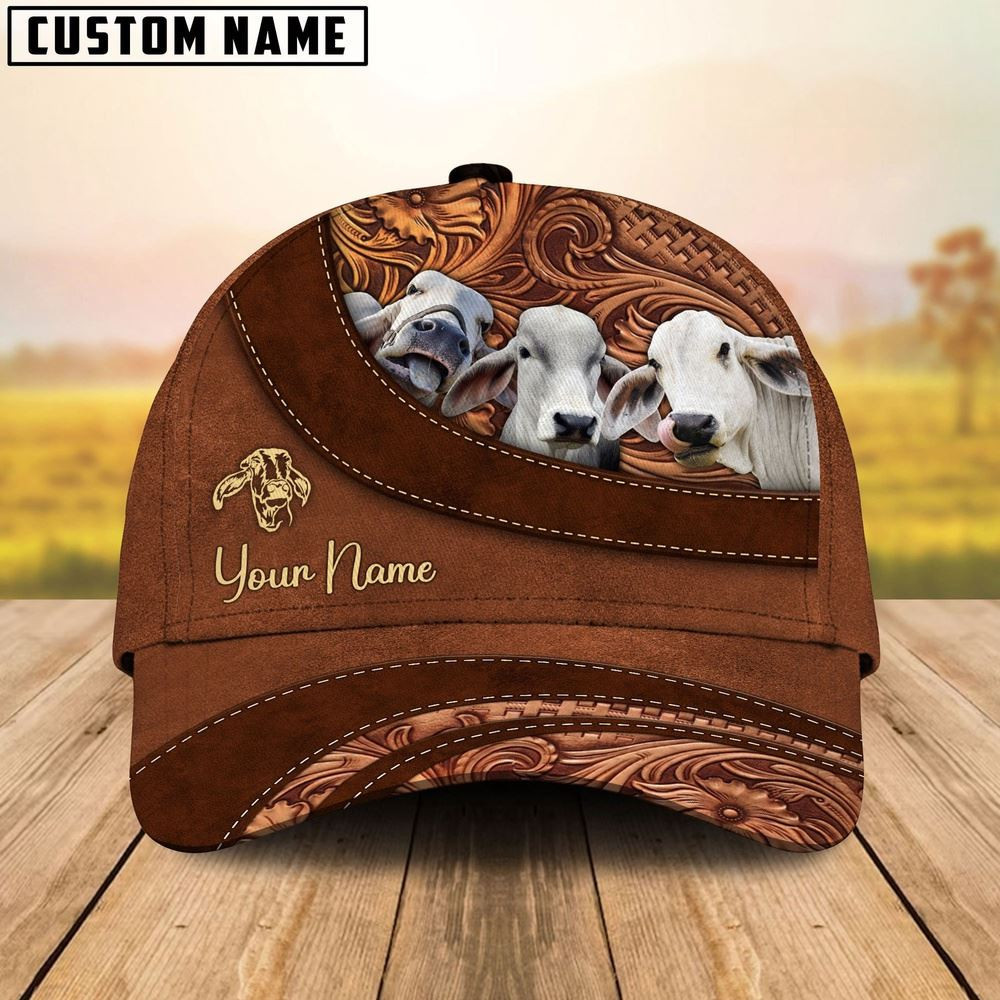 Brahman Farm Life Beauty Leather Pattern Customized 3D Cap Farmer Baseball Cap Gift For Farmer