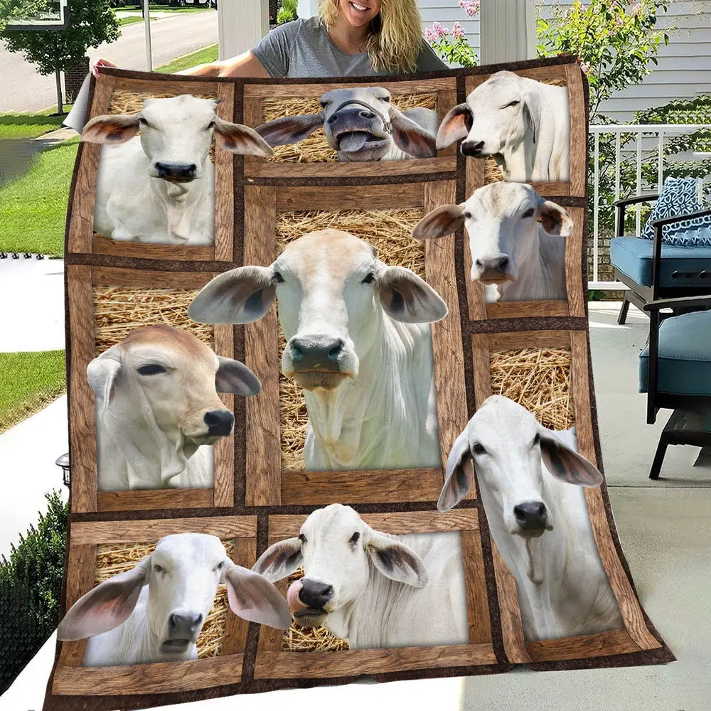 Brahman In Farm All Printed 3D Blanket Farm Blanket Gift For Farmer