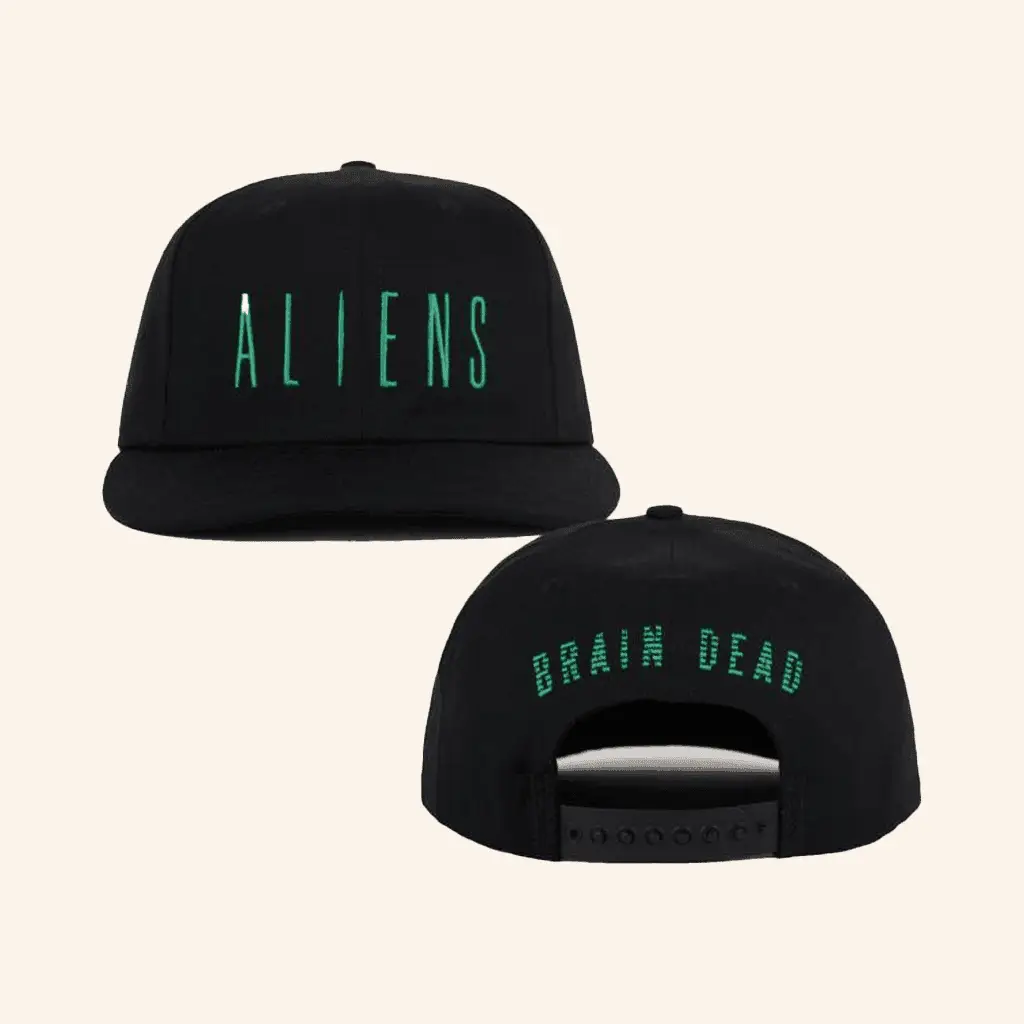 Brain Dead Merch Brain Dead X Aliens Snapback Hat Black Embroidered Gifts For Him -WearandDecor Brain Dead Merch Brain Dead X Aliens Snapback Hat Black Embroidered Gifts For Him -WearandDecor - Image 1