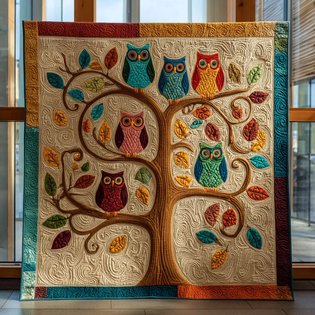 Branching Owl Garden Quilt Classic Quilt Blanket for Cozy and Warm Nights Branching Owl Garden Quilt Classic Quilt Blanket for Cozy and Warm Nights - Image 1