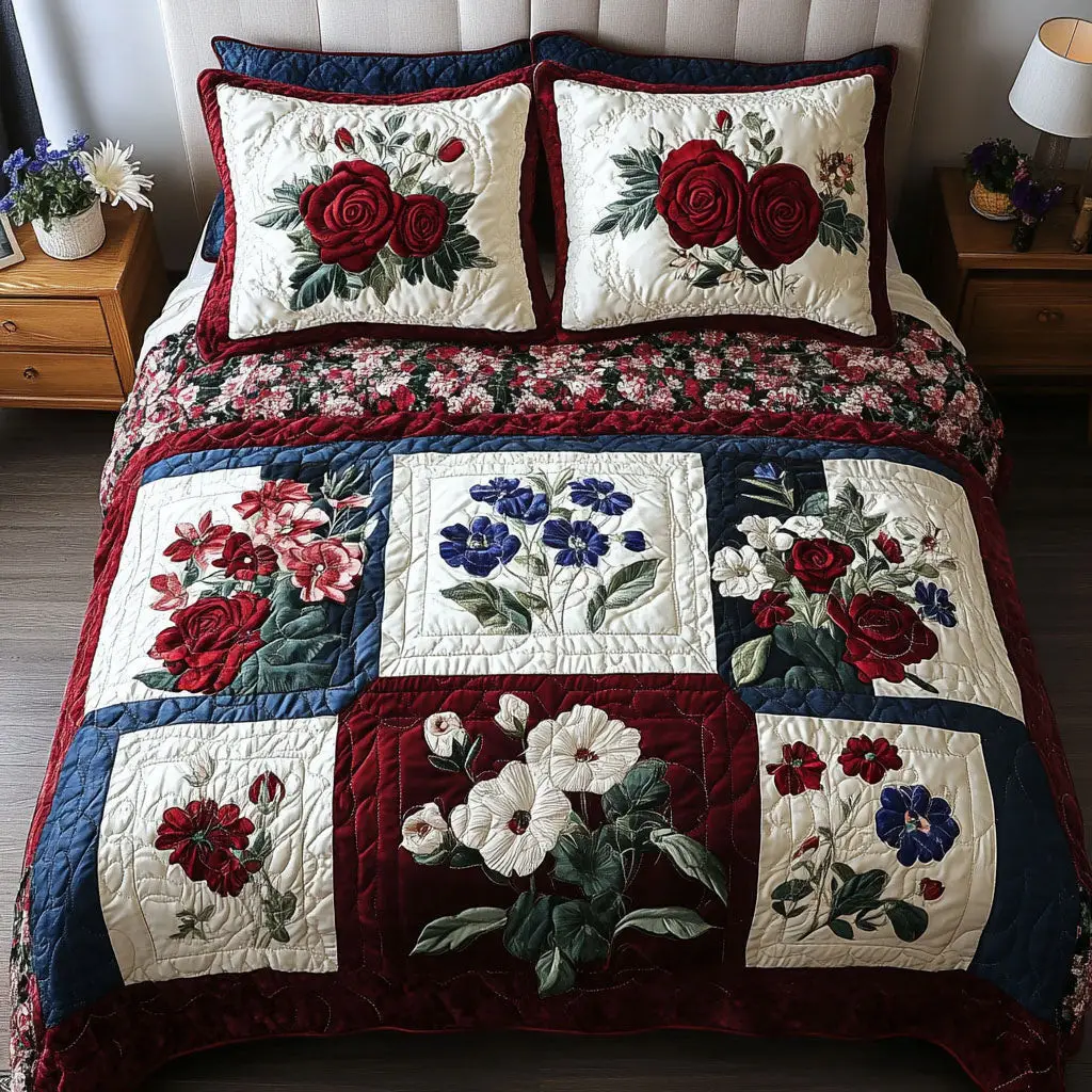 Brave Blossoms  Quilted Bedding Set  Best Comforter Sets 4Th Of July Neighbor Gifts