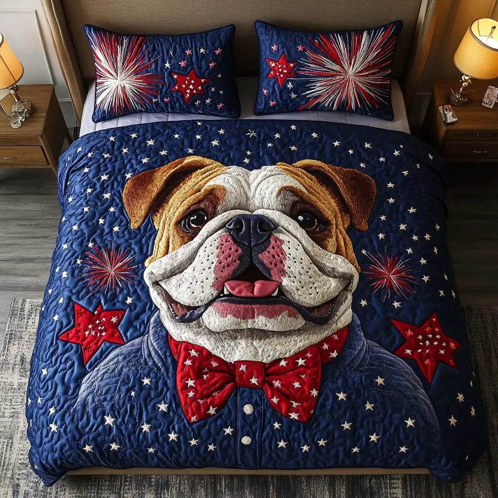 Brave Pup Spirit Quited Bedding Set Lightweight Duvet Cover Set for Year-Round Comfort