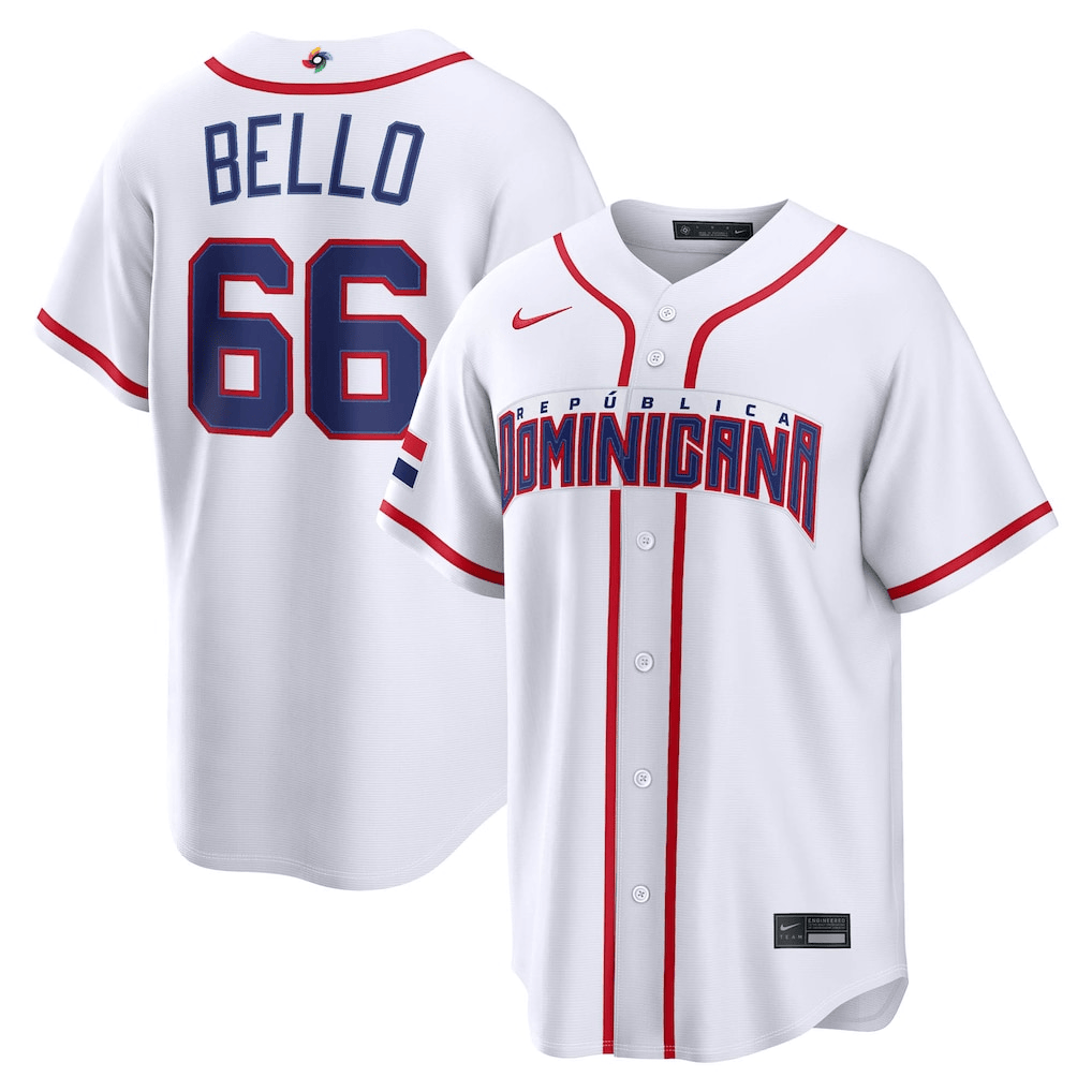 Brayan Bello #66 Dominican Republic 2026 WBC Home Stadium Jersey Dominican Republic Baseball Merch