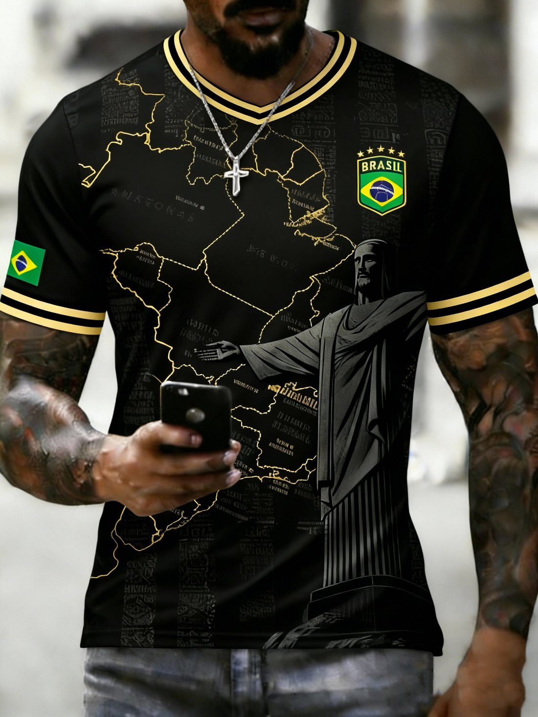 Brazil 2026 FIFA WC V-Neck Jersey Brazil Pride Clothes Soccer Fans Gifts