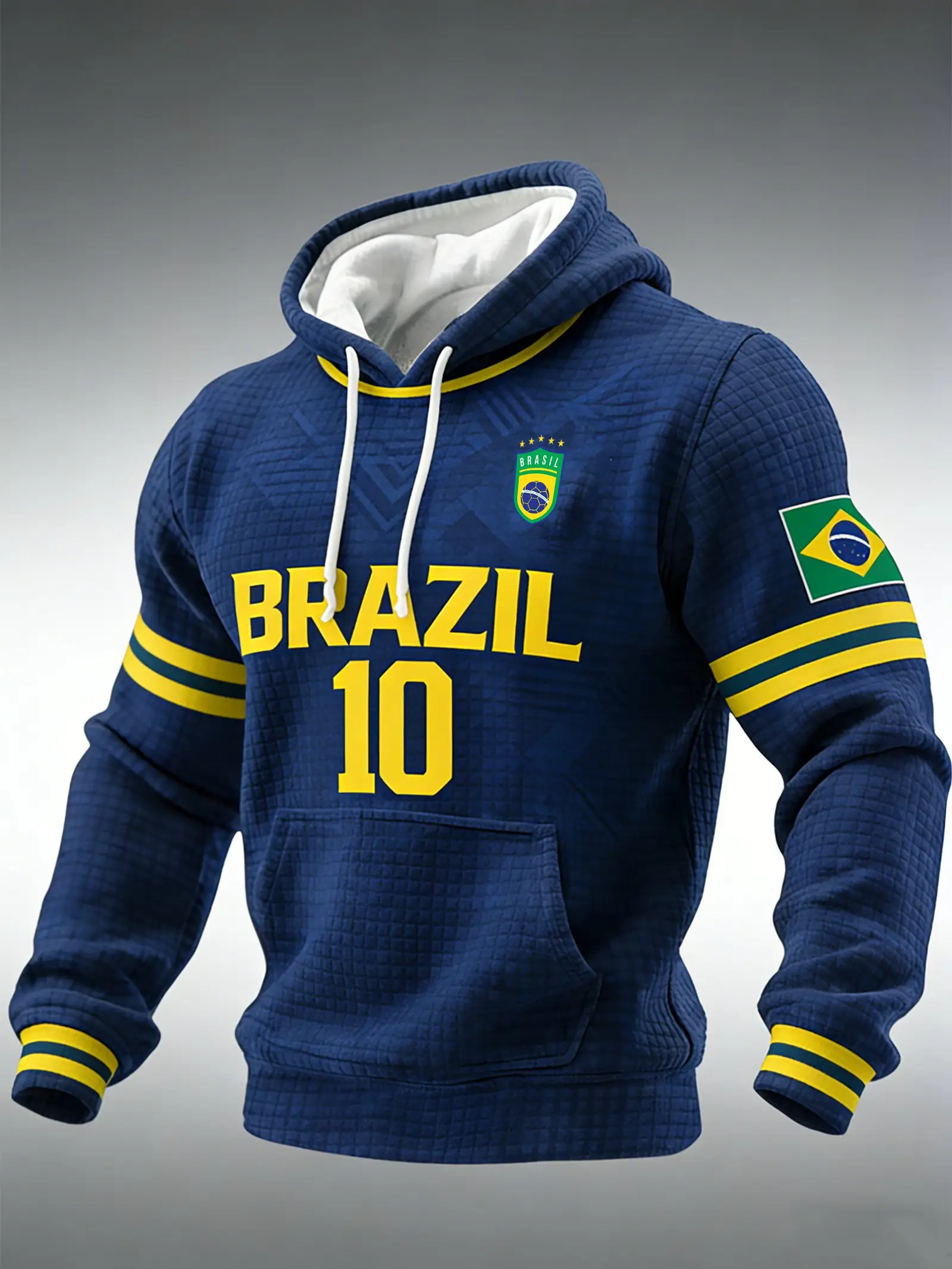 Brazil Soccer 2026 World Cup Merch Brazil No 10 Hoodie Men's Game Day Apparel Gifts For Fans