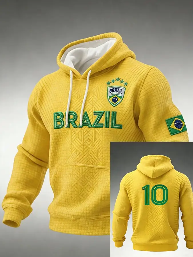 Brazil Soccer 2026 World Cup Merch Brazil Soccer No 10 Hoodie Gifts For Football Lovers