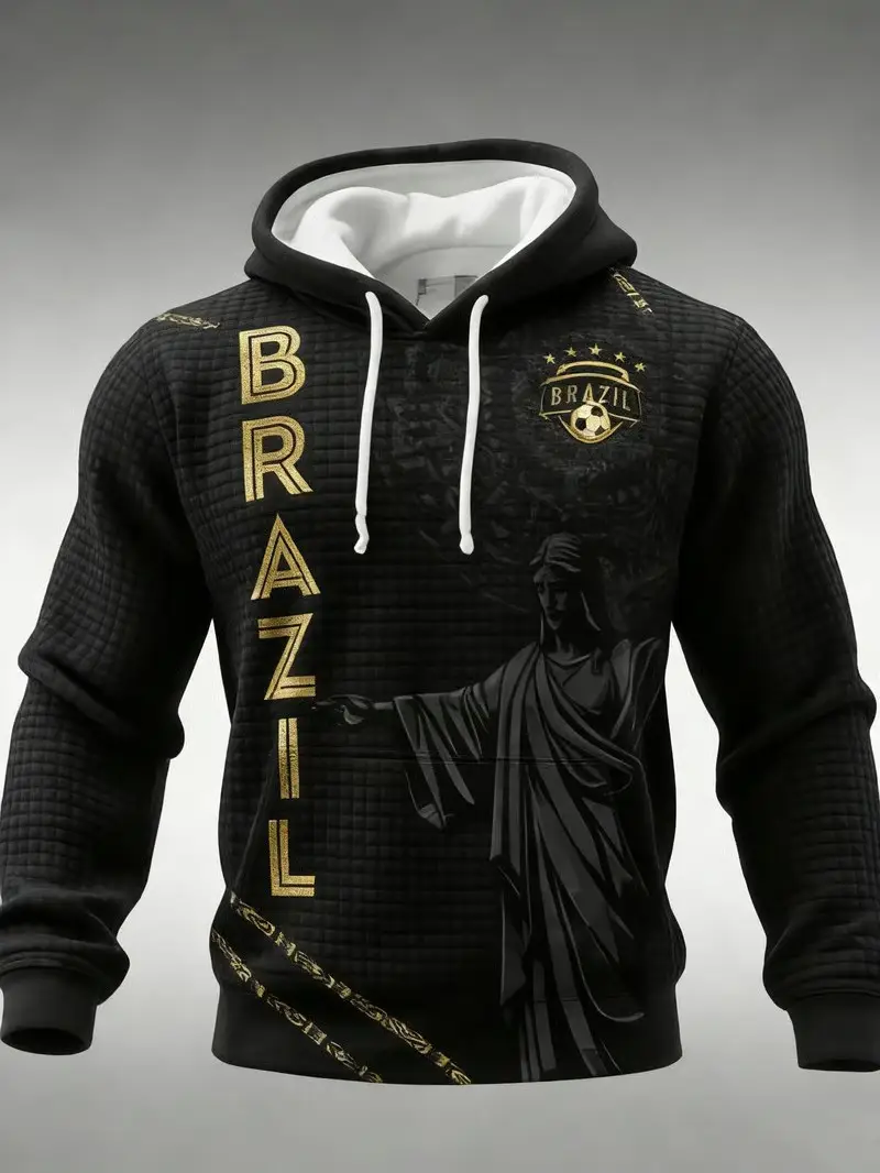 Brazil Waffle Hoodie Christ Redeemer World Cup 2026 Soccer Fan Gear Best Gift For Football Fans Brazil Waffle Hoodie Christ Redeemer World Cup 2026 Soccer Fan Gear Best Gift For Football Fans - Image 1
