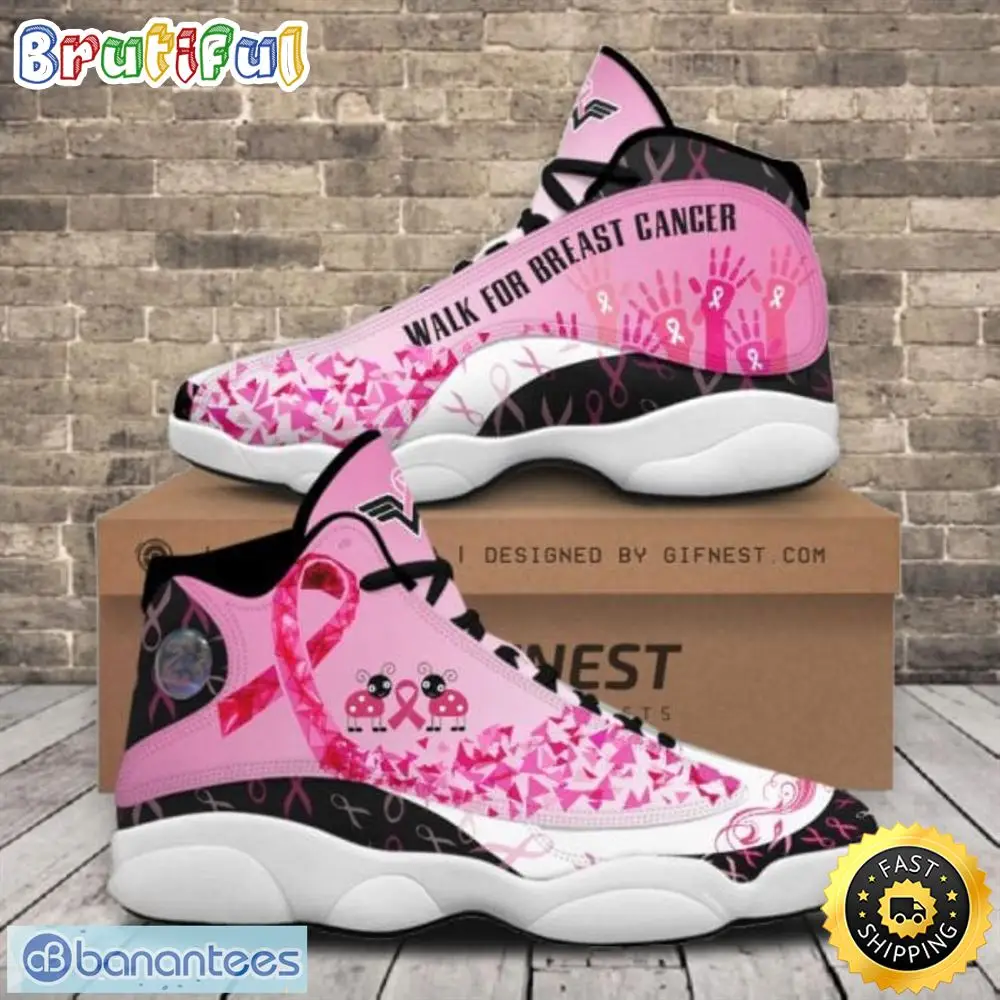 Breast Cancer Awareness Handprint Air Jordan 13 Shoes For Men And Women Breast Cancer Awareness Handprint Air Jordan 13 Shoes For Men And Women - Image 1