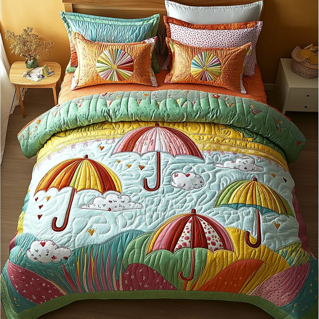 Bright Horizon Quilted Bedding Set Soft Bed Sheet and Pillowcase Set for Relaxing Nights