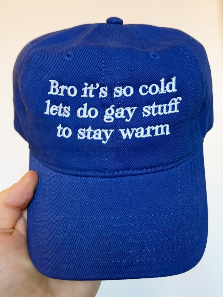 Bro Its So Cold Let's Do Gay Stuff To Stay Warm Hat Funny Quote Baseball Cap Gifts For Friend