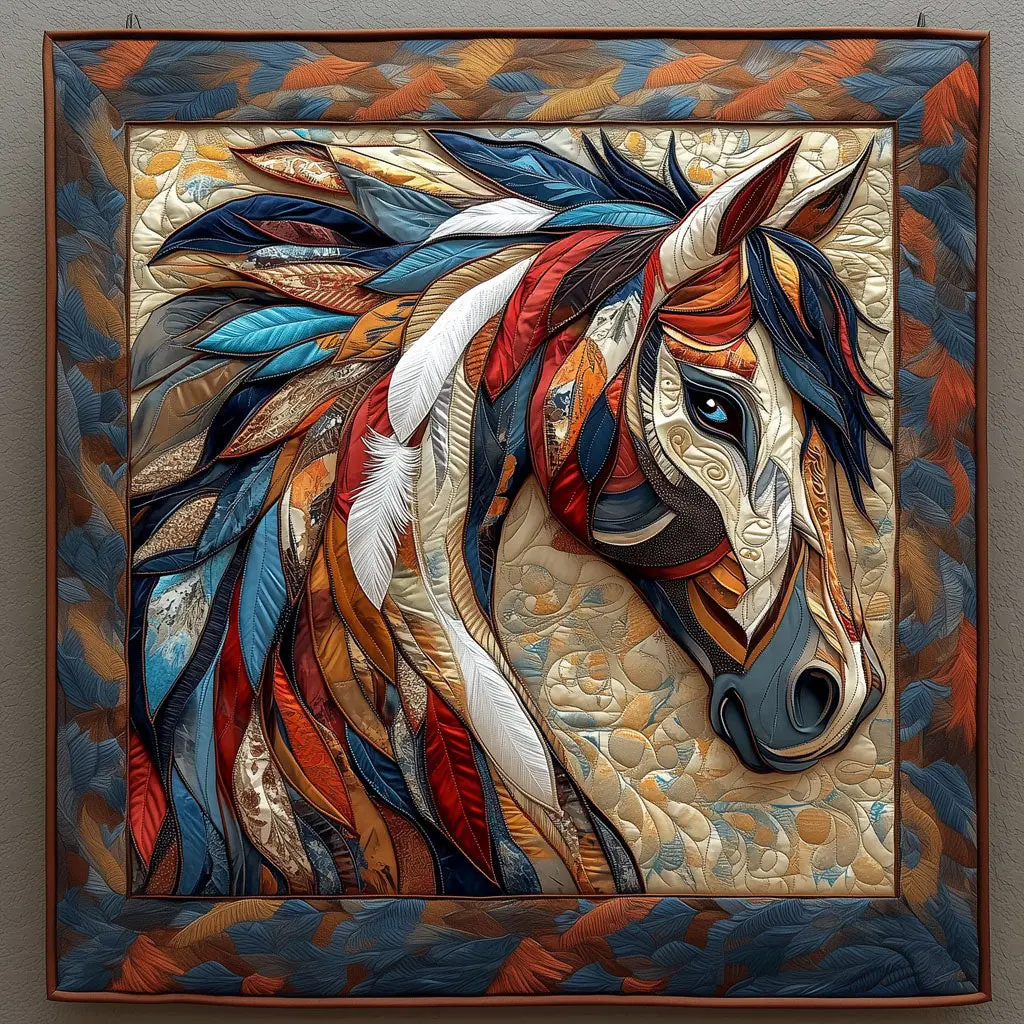 Brocade Native American Horse Quilt Perfect Holiday Gift for Blanket Lovers